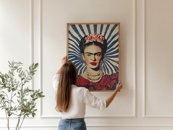 Blå Stråler – Frida Kahlo Plakat