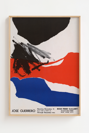 Abstract Colors – José Guerrero plakat med abstrakt kunst i røde, blå og sorte farver fra 1963.