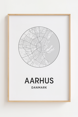 Aarhus kort plakat – Minimalistisk byplakat med stilrent design | Fra 99,-