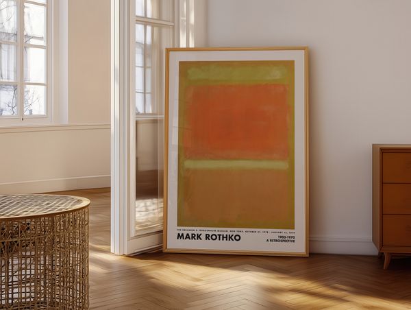 Mark Rothko plakat med abstrakte farvefelter i orange og grøn – moderne kunst til indretningen.