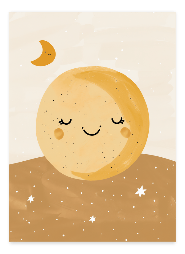 Glad Måne - Børneplakat | Sødt & Drømmende Design til Børn
