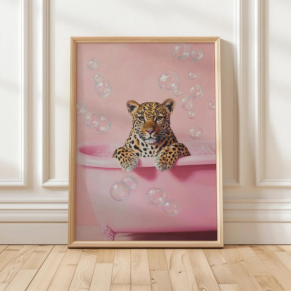 Leopard in bathtub