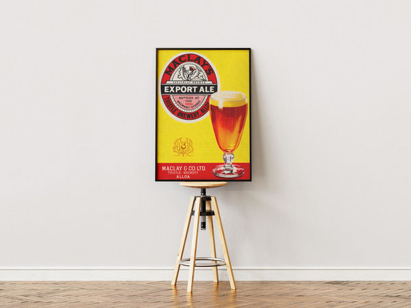 Maclay’s Export Ale plakat – Retro ølreklame i farver | Fra 99,-