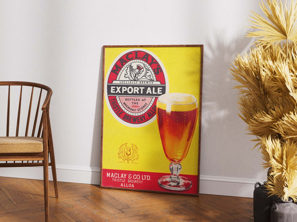 Maclay’s Export Ale plakat – Retro ølreklame i farver | Fra 99,-