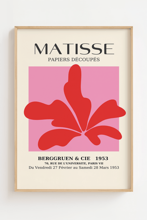 Rød Flour plakat inspireret af Matisse. En farverig og organisk kunstplakat med stærk rød form – perfekt til moderne, kunstnerisk indretning.