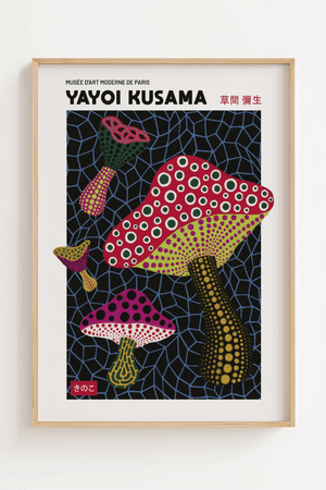 Shroom – Yayoi Kusama Plakat | Farverig og Legende Kunst