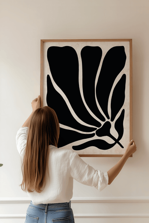 Sort Blad Plakat | Elegant Plakat med Grafisk Bladmotiv