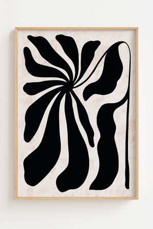 Sort Blomster Plakat