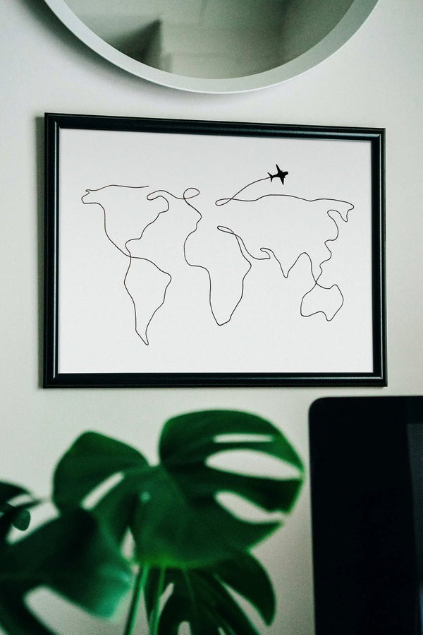 World Map Drawing Poster