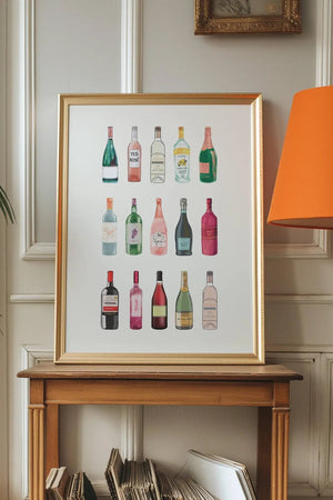 Vin Flasker Plakat – Stilfuld Vinplakat til Dit Hjem
