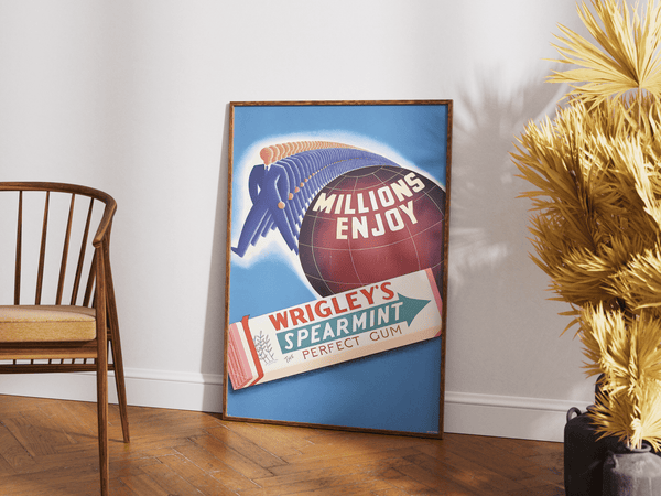 Retro Wrigley’s Spearmint plakat med farverigt vintage-design. Perfekt til dig, der elsker ikoniske reklamer. Fås fra kun 99,- i flere størrelser