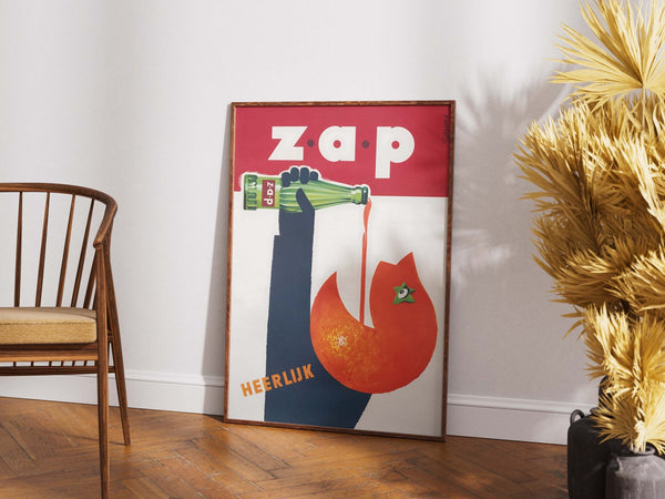 "Zap Appelsinjuice Plakat – Vintage Reklamestil"