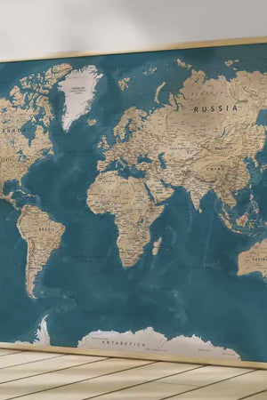 Realistisk Verdenskort Plakat