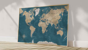 Realistisk Verdenskort Plakat