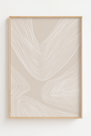 Soft Landscape Lines No.2 moderne plakat med abstrakte linjer i beige og neutrale toner