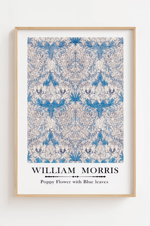 William Morris - Poppy flower with blue leaves Plakat