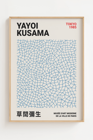 Blå Japansk Plakat Af Yayoi Kusama