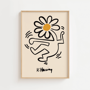 Gul Keith Haring Dancing flower Plakat