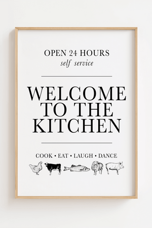 Welcome To The Kitchen Hvid Plakat