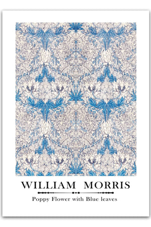William Morris - Poppy flower with blue leaves Plakat