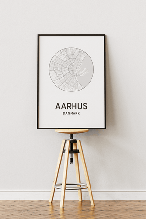 Aarhus kort plakat – Minimalistisk byplakat med stilrent design | Fra 99,-