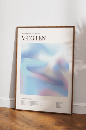 Farverig vægten stjernetegns plakat med moderne, harmonisk design
