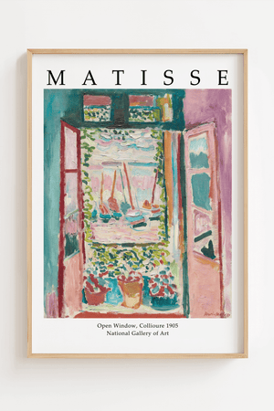 Matisse plakat med maleriet Open Window, Collioure fra 1905 i farverig fauvistisk stil.