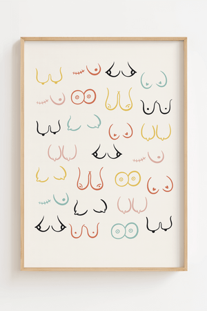 Titties breasts line art poster
