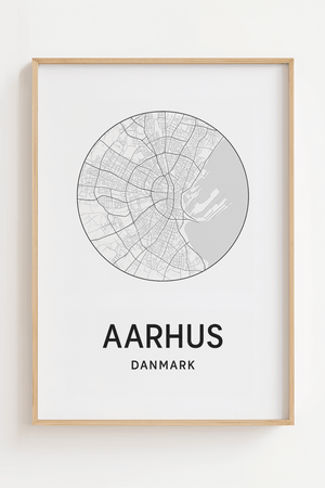 Aarhus kort plakat – Minimalistisk byplakat med stilrent design | Fra 99,-