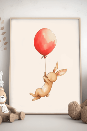 Kanin med Ballon -  Børneplakat