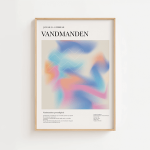 Farverig vandmanden stjernetegns plakat med moderne og kreativt design.