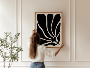 Sort Blad Plakat | Elegant Plakat med Grafisk Bladmotiv