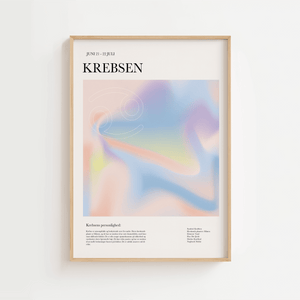 Krebs stjernetegns plakat i farverigt design med moderne grafisk udtryk – perfekt som gave eller til personlig indretning