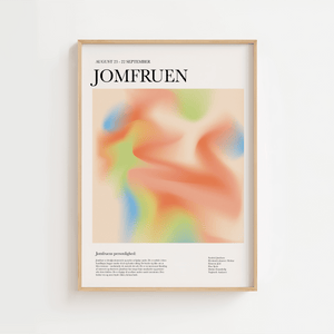 Farverig stjernetegns plakat af Jomfruen med moderne design og illustrative detaljer – perfekt som personlig vægkunst.
