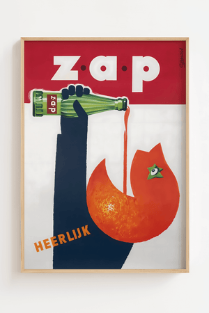 "Zap Appelsinjuice Plakat – Vintage Reklamestil"
