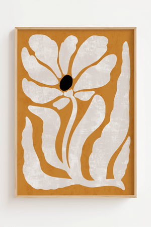 Orange Sommerblomst Plakat med varme nuancer og blødt blomstermotiv. Tilføj et strejf af sommer og retro til din boligindretning.