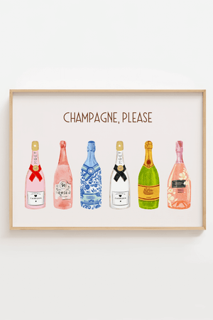 Champagne Plakat – Champagne, Please – Elegant Vægkunst


