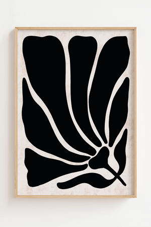 Sort Blad Plakat | Elegant Plakat med Grafisk Bladmotiv
