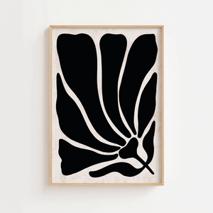 Sort Blad Plakat | Elegant Plakat med Grafisk Bladmotiv
