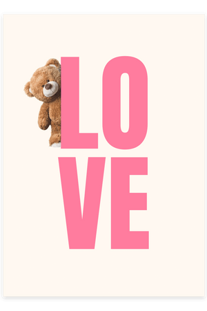 Teddy Love - Pink Plakat | Sød & Trendy Vægkunst