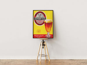 Maclay’s Export Ale plakat – Retro ølreklame i farver | Fra 99,-