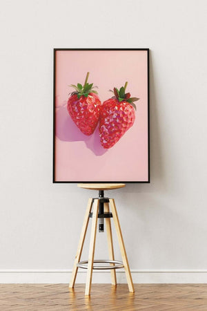 Diamond Strawberry - Pink Plakat | Unik & Moderne Kunst