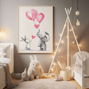 Dyr med balloner -  Børneplakat