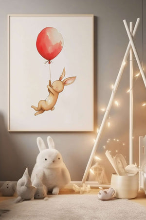 Kanin med Ballon -  Børneplakat
