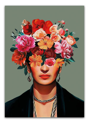 Bring Frida Kahlo’s ikoniske stil ind i dit hjem med vores Flowerhead Frida Kahlo Plakat.