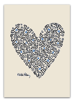 Blå Hjerte - Keith Haring Plakat