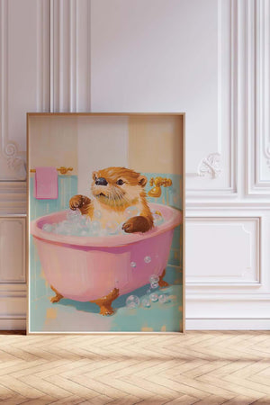 Odder i Badekar – Sød Badeværelsesplakat