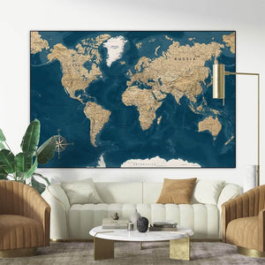 Realistisk Verdenskort Plakat 