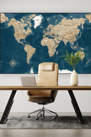 Realistisk Verdenskort Plakat | Detaljeret og Elegant Design
