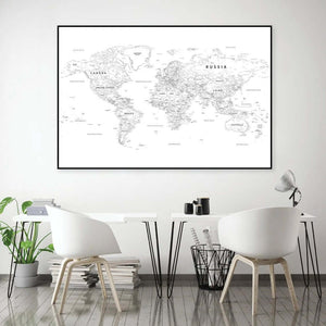 Minimalistisk – Verdenskort Plakat | Enkel og Stilren Kunst